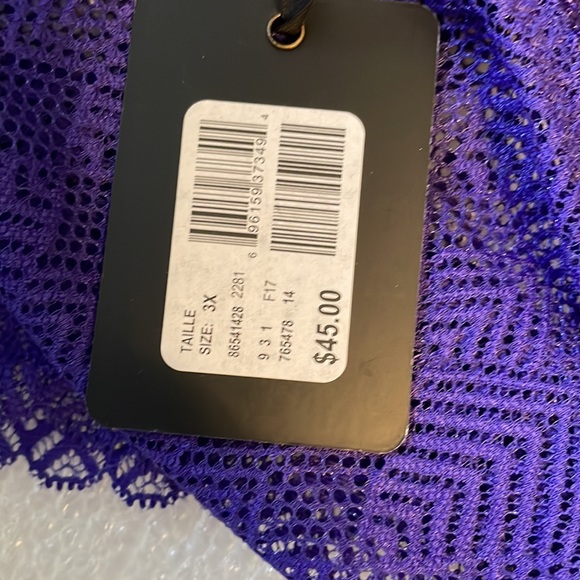 [3X] Ashley Graham lingerie - Purple stretchy/lace bralette - Tri Strap back - Picture 7 of 9